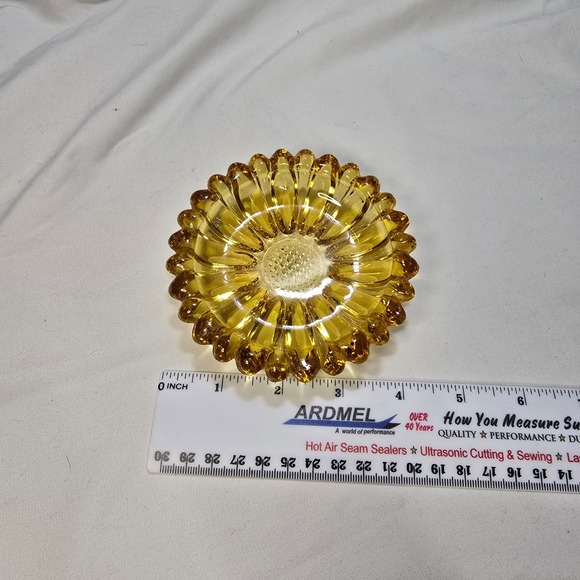 Unbranded Other - Vintage Amber Glass Sunflower Ashtray Trinket Dish Mid Century Scalloped Petal